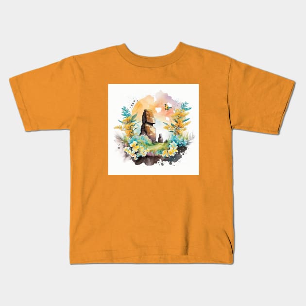 Polynesian Island Statue Kids T-Shirt by Star Scrunch